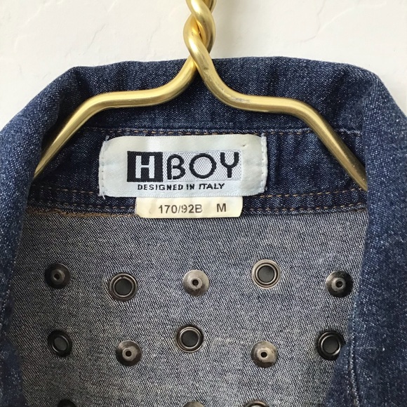 Vintage HBOY dark denim lace up collared shirt with grommets size M - Picture 4 of 6